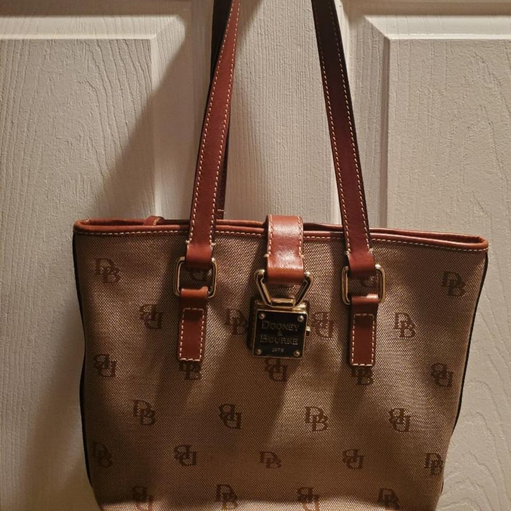 Dooney & Bourke Brown & Tan Iconic Signature Bucket Bag